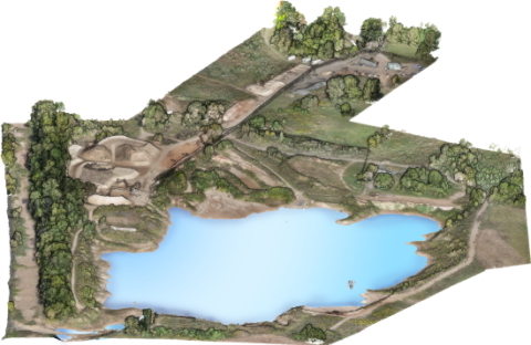 Natural-color topographic lidar point cloud data of the proposed slack water harbor location of the Arkansas River.