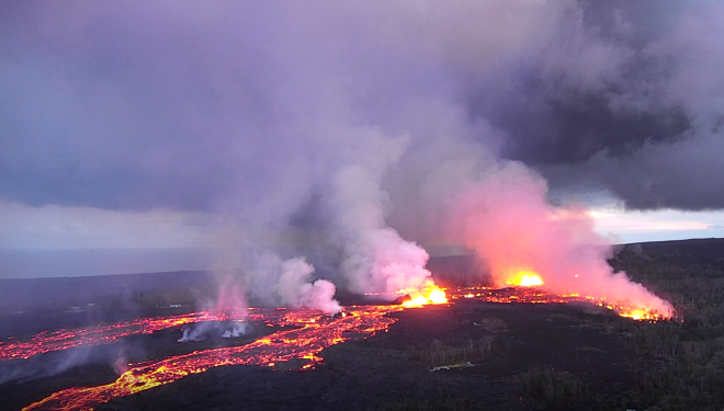Natural color image of the Kilauea Eruption taken from a sensor mounted on a UAS