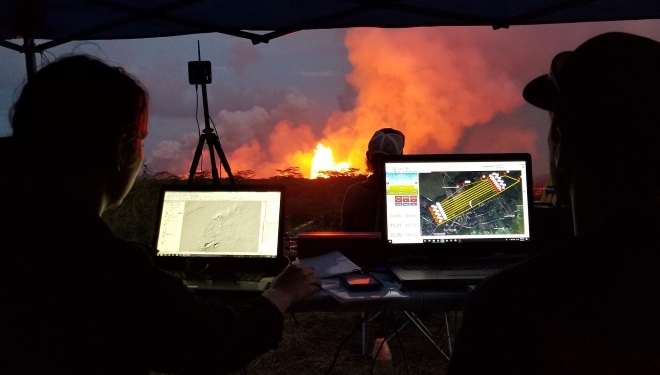 Remote Pilot in Charge (RPC) in mission control monitoring a UAS flight