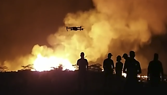 UAS capturing imagery of the volcanic eruption