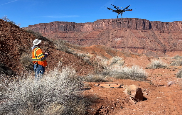 Matt Burgess (USGS NUSO) collects RGB imagery from a UAS mounted Ricoh GRII sensor.