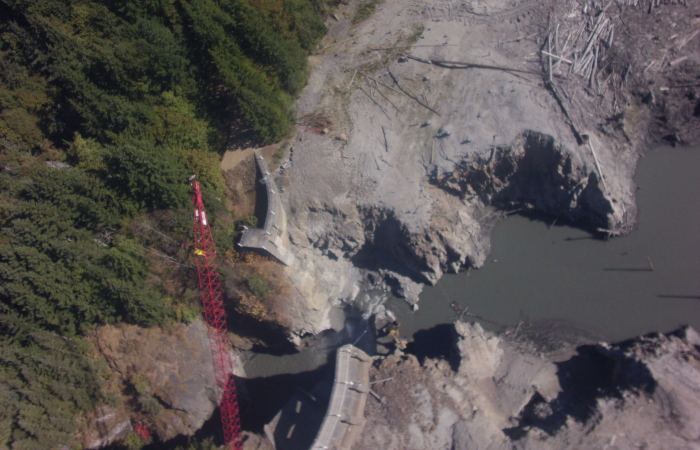 GoPro image of the Glines Dam removal taken from a UAS